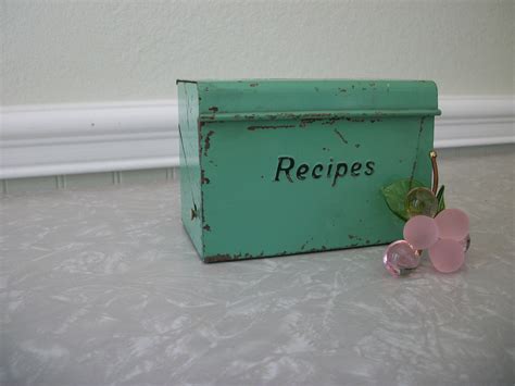 retro metal recipe box|retro recipe box.